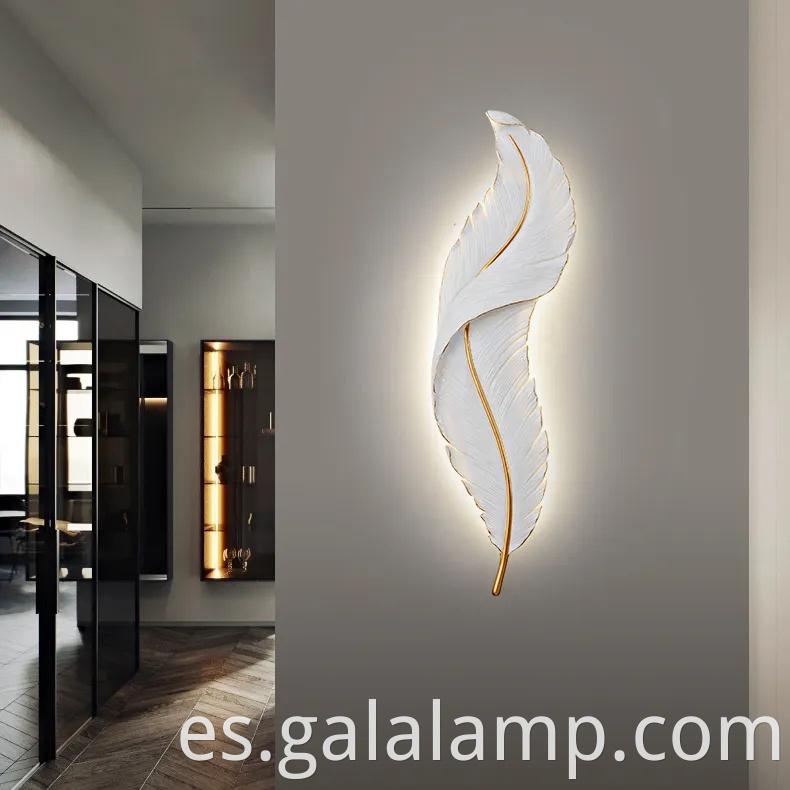 Modern Led Dimmable Wall Donce con elegante lámpara de diseño de plumas